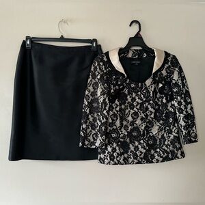 Tahari Formal Suit Skirt Sz 8 Prom Evening Wedding Lace Blazer Skirt Satin silk